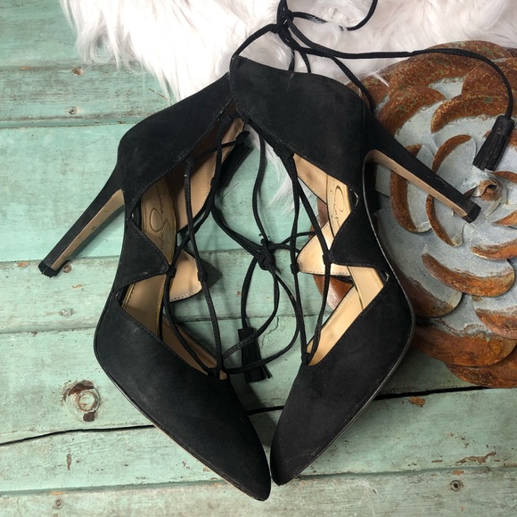 Jessica Simpson Heels 7.5M Black VERSIE LaceUp - Picture 5 of 7